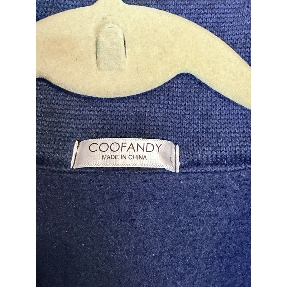 Coofandy Men's Size Large Blue Button Up Sweater/Sweatshirt